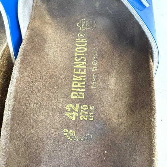 Birkenstock Madrid Sandals Womens Size 42 US 11 Blue Patent Slip On Comfort Shoe - Picture 6 of 11